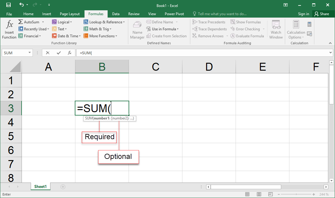 بخش Formulas در اکسل