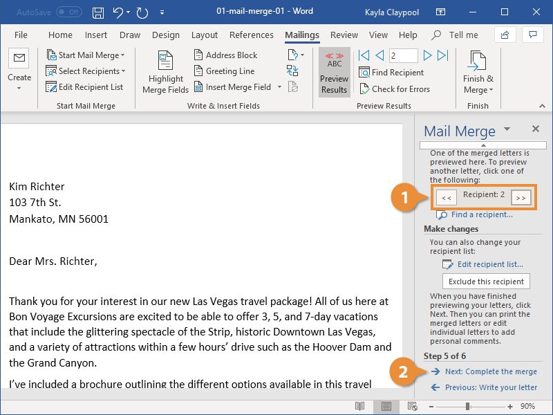 استفاده از قابلیت Mailing در word
