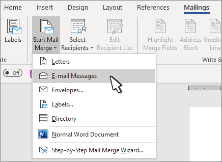 قابلیت‌های بخش mailings در ورد