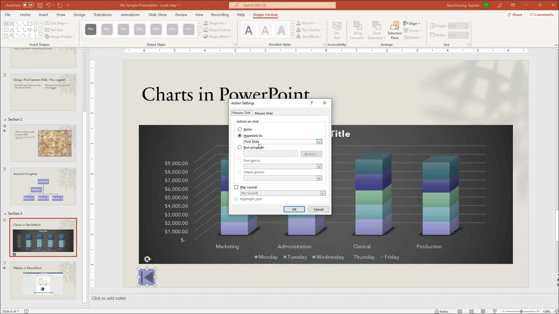 انواع لینک و اکشن باتن در powerpoint