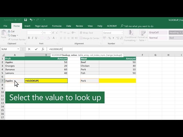 ساختار کلی تابع جستجو اکسل vlookup
