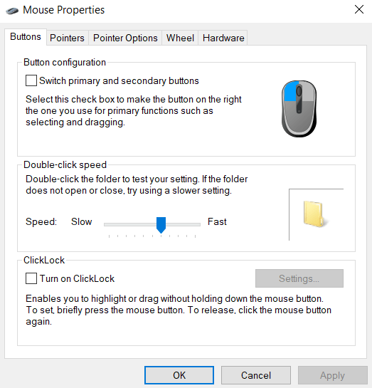 تب اول Buttons در موس