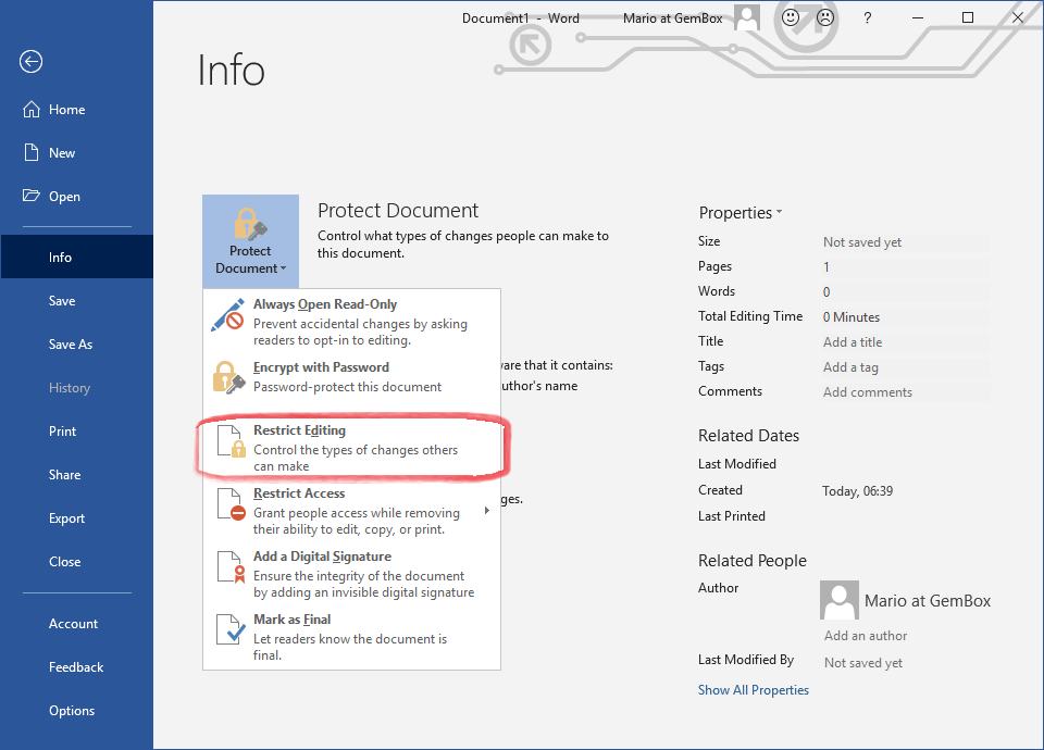 نکات مهم هنگام استفاده از Restrict Editing