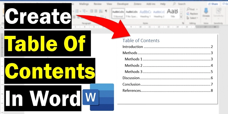 نحوه ایجاد فهرست مطالب در ورد
