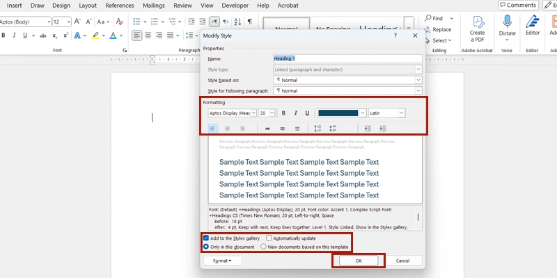 سفارشسازی هدینگ در ورد