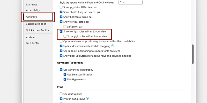 نحوه حذف خط کش عمودی در ورد