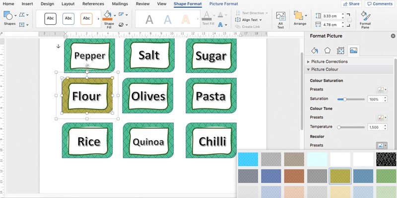 آموزش طراحی لیبل در ورد