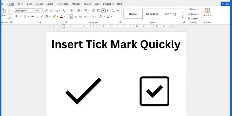علامت تیک در ورد کجاست؟