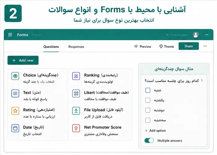 آموزش Microsoft Forms: ساخت فرم آنلاین برای نظرسنجی، آزمون و ثبت‌نام