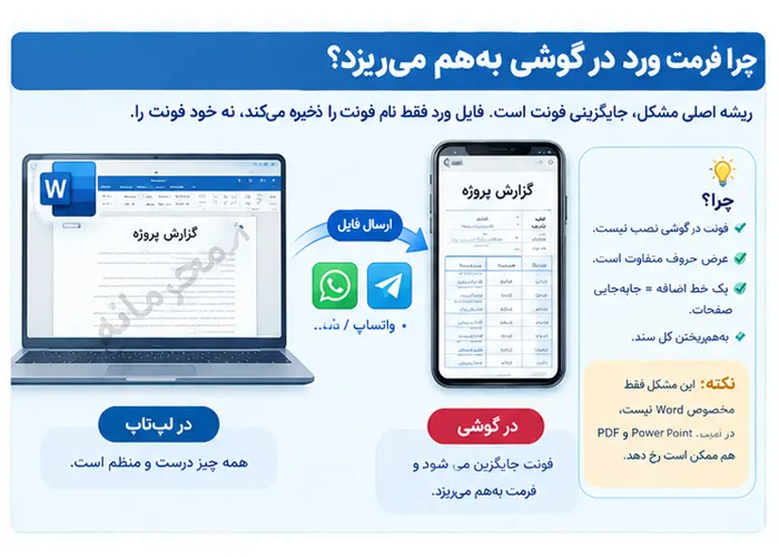 رفع مشکل به‌هم‌ریختن فرمت فایل ورد در گوشی