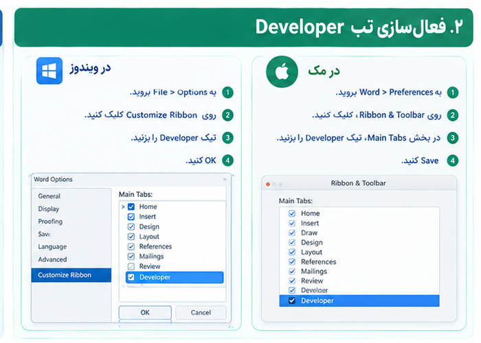 ساخت فرم قابل تکمیل (Fillable Form) در ورد