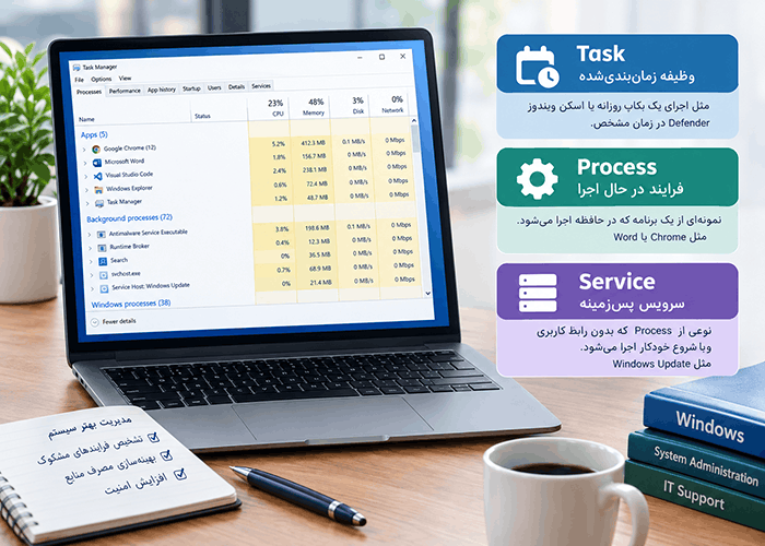 Task در کامپیوتر چیست؟ تفاوت Task، Process و Service